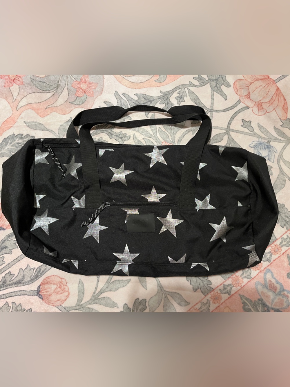 Victoria's Secret Black Weekender Bag with Silver Stars